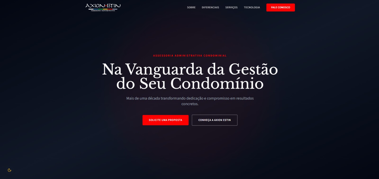 Página inicial da Axion Estin Assessoria