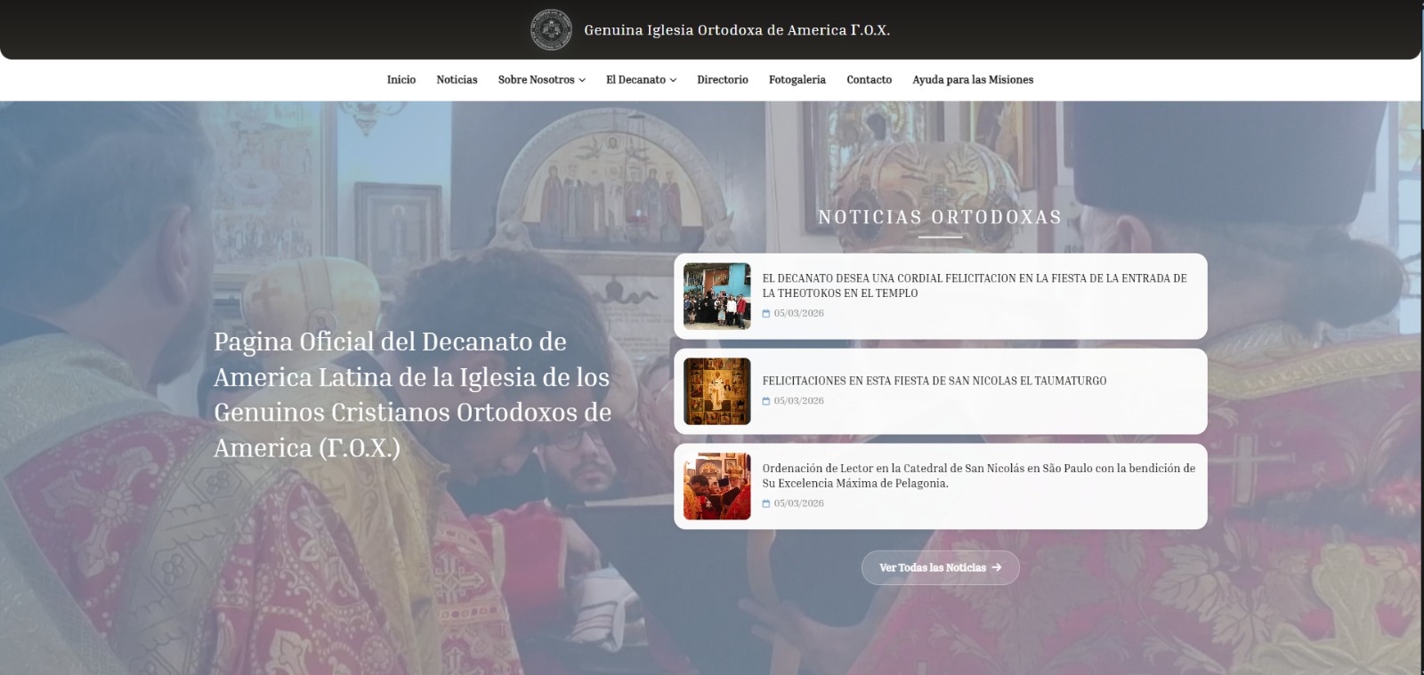 Página inicial do portal do Decanato de América Latina